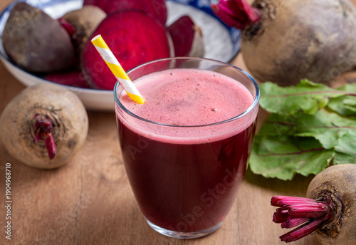 Glass of fresh beetroot jui...
