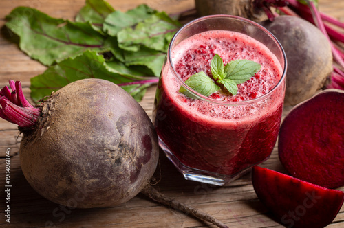 Glass of fresh beetroot jui...