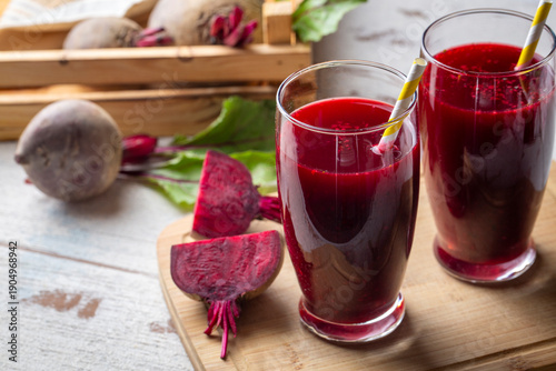 Glass of fresh beetroot jui...