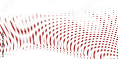 Abstract halftone vector illustration featuring a blue gradient wave pattern with dotted textures and circular grid elements for a modern style wallpaper backdrop