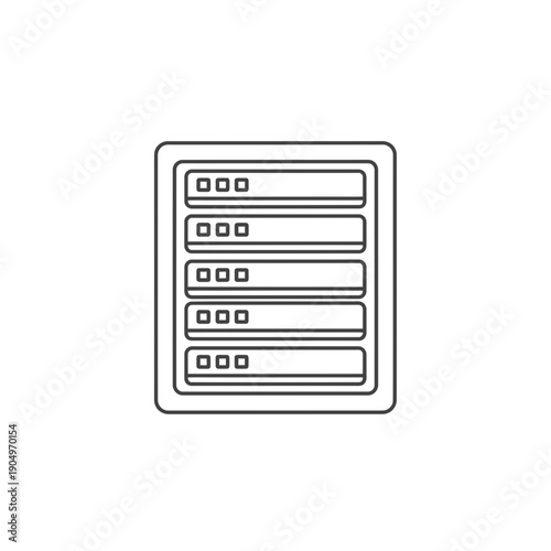 Data Server Line Icon on White Background