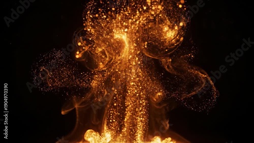 Ethereal golden light ascending phantomly with magical particles,abstract background suitable for overlay effects and visual enhancement or a dynamic element