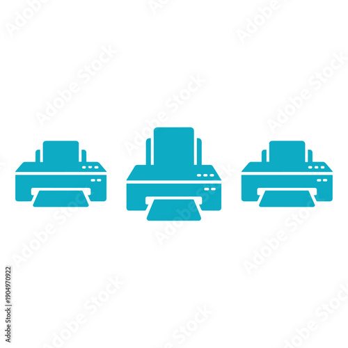 Three different types of printers lined up in a row. isolated on white background, Vector