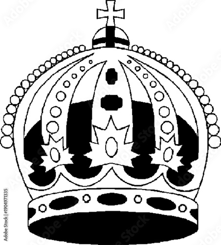 royal king crown imperial majesty vector line art illustration