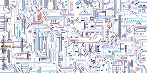 Transparent PNG available
Technology circuit diagram on white background.High tech circuit board connection system.Vector abstract technology
