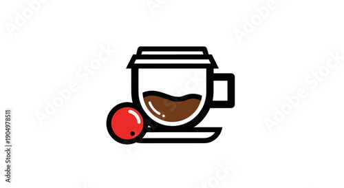 Coffee cup graphic on white background