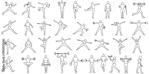 A collection of various fitness poses and exercises for a healthy lifestyle