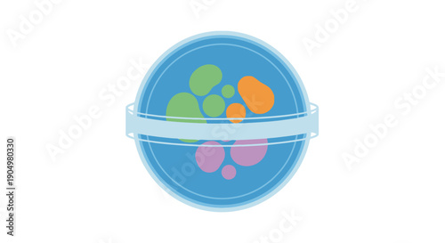 Laboratory Petri dish with microorganisms under examination in a scientific environment from a top viewpoint