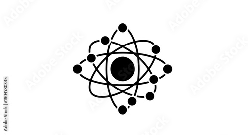 Atomic structure illustration showing electrons orbiting the nucleus in a simplified diagrammatic representation