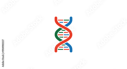 Double helix DNA structure illustration of genetic material, science concept, laboratory setting, colorful graphic, abstract representation