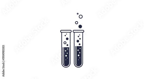 Test tubes with bubbles and particles in a laboratory setting from a straightforward viewpoint illustration