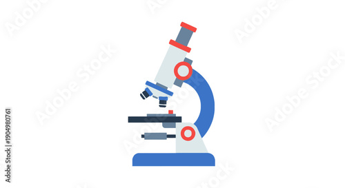 Microscope illustration viewed from the side in a laboratory setting showcasing scientific equipment