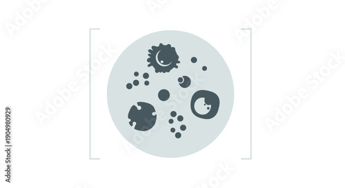 Microorganisms in a Cell Cluster Viewed under a Microscope Lens