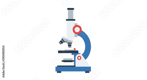 Microscope illustration displaying laboratory equipment and scientific tools