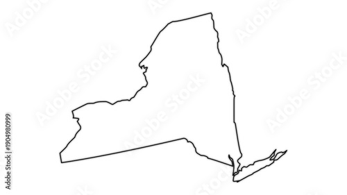 map of the state of New York in the united states with a blue glowing neon effect
