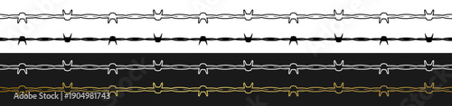 border,divider,pattern,ornament,decorative,design,element,separator,vector,barbed,wire,chain,linear,repeat,industrial,security,fence,outline,black,white,gold,assortment,collection