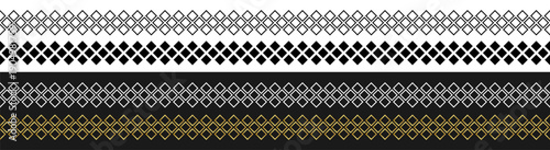 seamless geometric diamond border pattern decorative linear ornament on transparent background