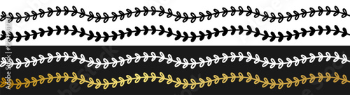 Seamless leaf garland border ornament with repeating botanical vine pattern on transparent background