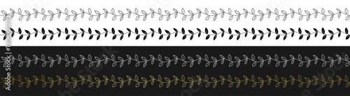 Seamless floral leaf border pattern botanical decorative vector design on transparent background