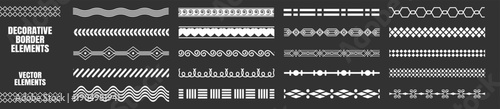 Seamless decorative border elements collection with geometric, linear, and ornamental designs