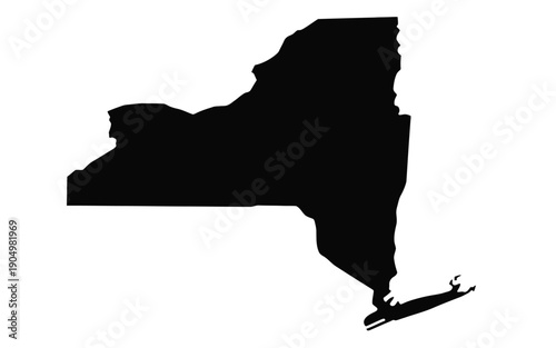 Distinctive silhouette of new york state with a small boat on lake erie isolated on white background, Vector, illustration