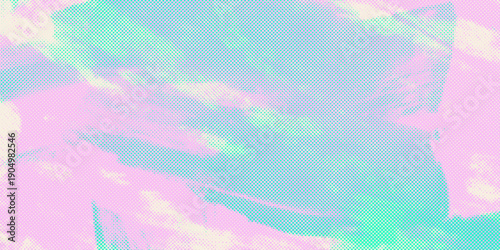 Risograph halftone texture background, pastel cyan mint gradient surface, analog print grain overlay, abstract editorial design base, soft faded ink aesthetic, vector illustration