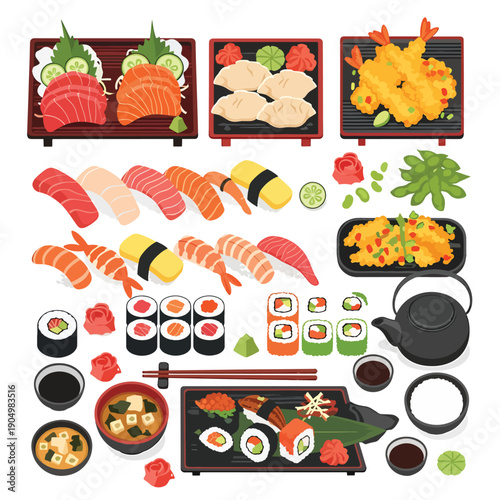 Sushi and Japanese Cuisine Elements