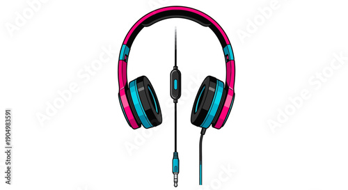 Vibrant headphones with microphone displayed against a clean white background from a front viewpoint showcasing modern design and sleek technology