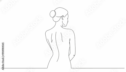 A minimalist line drawing depicts a woman sitting alone.