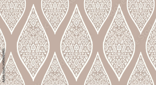 Intricate pattern illustration featuring ornate shapes and designs in a seamless repeating design