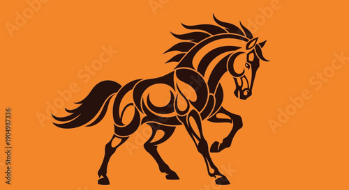 Dynamic illustration of a horse in mid-gallop, showcasing flowing mane and tail, from a side viewpoint