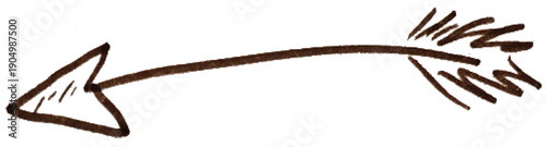 Hand Drawn Brown Arrow with Feathers Marker Doodle Illustration Transparent