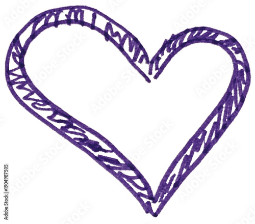  Purple Heart Marker Doodle Illustration Transparent