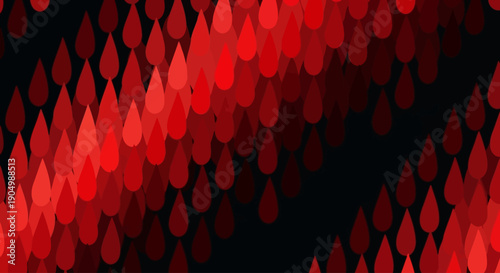 A vibrant display of red droplets against a dark background viewed from a close-up perspective