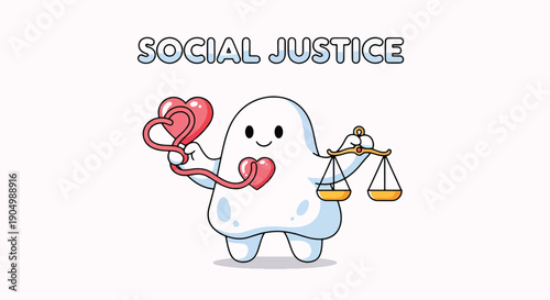 Cartoon Character Advocating for Social Justice.