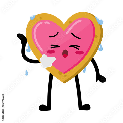 Cute Hand Drawn Tired Heart-shaped Cookie Sigh