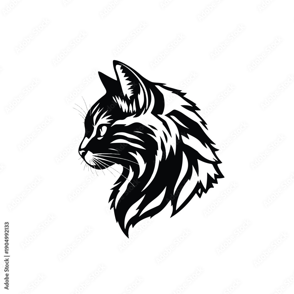 Obraz premium Cat logo design. Cat head silhouette on white background. Cat head vector illustration. 