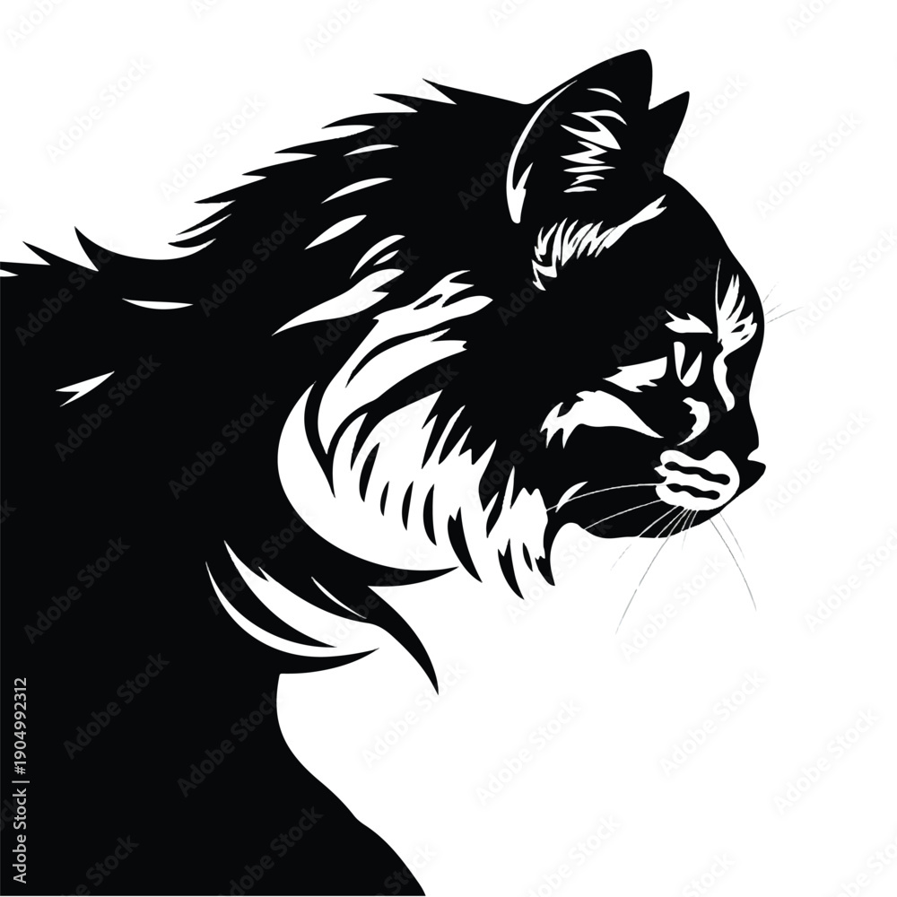 Fototapeta premium Cat logo design. Cat head silhouette on white background. Cat head vector illustration. 