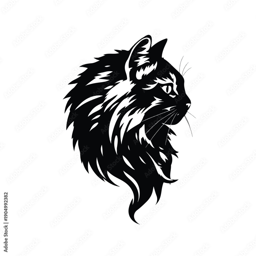 Obraz premium Cat logo design. Cat head silhouette on white background. Cat head vector illustration. 