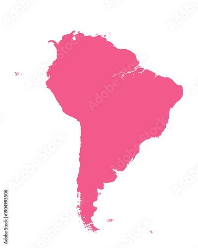 Map of South America, sign silhouette. World Map Globe. Vector Illustration isolated on transparent background. Latin American continent.