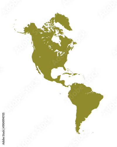 Map of North and South America, sign silhouette. World Map Globe. Vector Illustration isolated on transparent background. American continent.