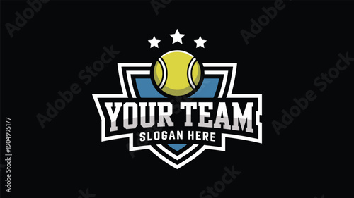 Tennis team with yellow ball and stars sport game competition