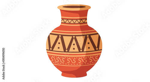 Ancient pottery vase with intricate designs on a simple background