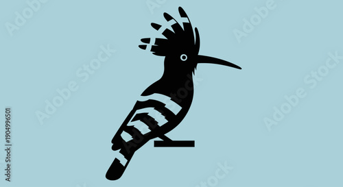 Silhouette of a Hoopoe Bird Perched on a Branch in a Serene Environment from a Side Viewpoint