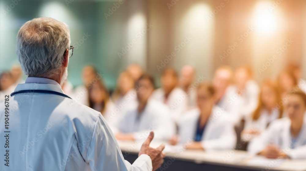 custom made wallpaper toronto digitalSenior doctor giving lecture to medical professionals in conference room
