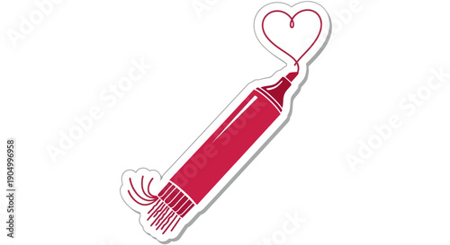 A red lipstick with a heart-shaped outline on its cap, symbolizing love and beauty
