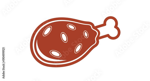 Illustration of a chicken drumstick with grilled marks on a white background from a front viewpoint