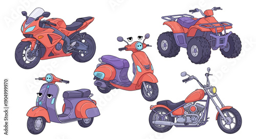 Collection of assorted motorcycles and scooters displayed in a collage format