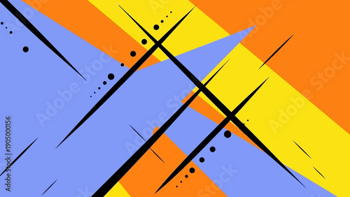 abstract geometric design with dynamic intersecting black lines and vibrant shapes perfect for modern tech business and creative backgrounds.