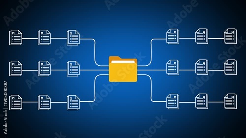 Fast file transfer, quick torrent of copying data from folder to folder on computer, transparent background footage